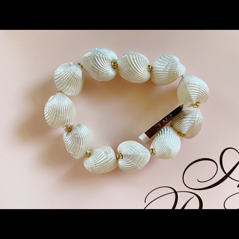 INC Gold-Tone Imitation Shell Stretch Bracelet
